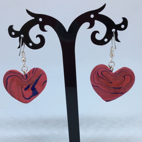 Unique Handmade Polymer Clay Dangle Earrings - Picture 4 of 8